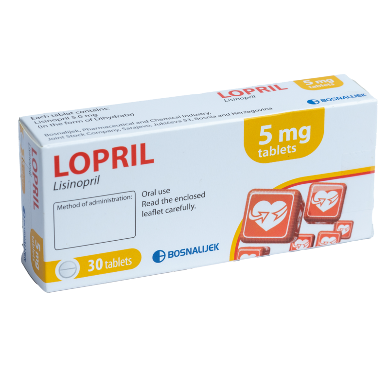 Lopril Tablets 5mg
• Contains: Lisinopril
• Indication: Renal complications of diabetes mellitus, Heart Failure, Acute myocardial infarction, Hypertension.